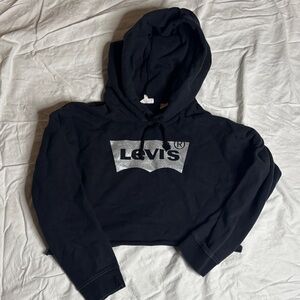 Levi's Cropped Black Hoodie with Sparkle Logo